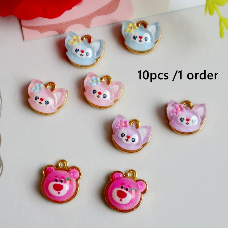 

10pcs Cartoon Anime Animal Pendant Resin Alloy Metal Charms DIY Necklace Bracelet Keychain Earrings Jewelry Decoration Accessory
