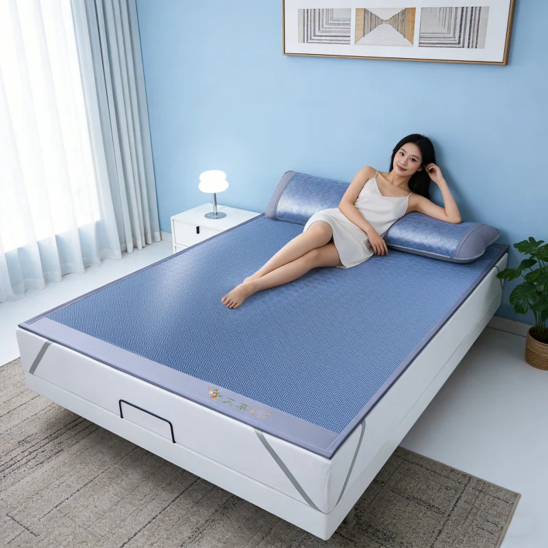 

High-precision carbon-cooled mat three-piece set, ice silk mat, mosquito-repellent mugwort mat, summer air-conditioning soft mat