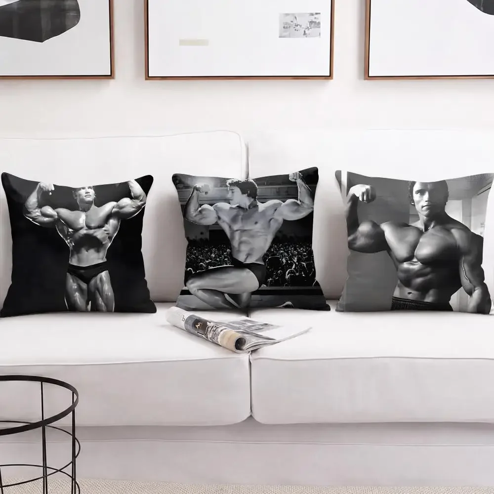 Arnold S-Schwarzenegger Fitness Cushion Cover Short Plush Soft Double-Sided Pillow Case Cozy Sofa Bedroom Home Decor Gift
