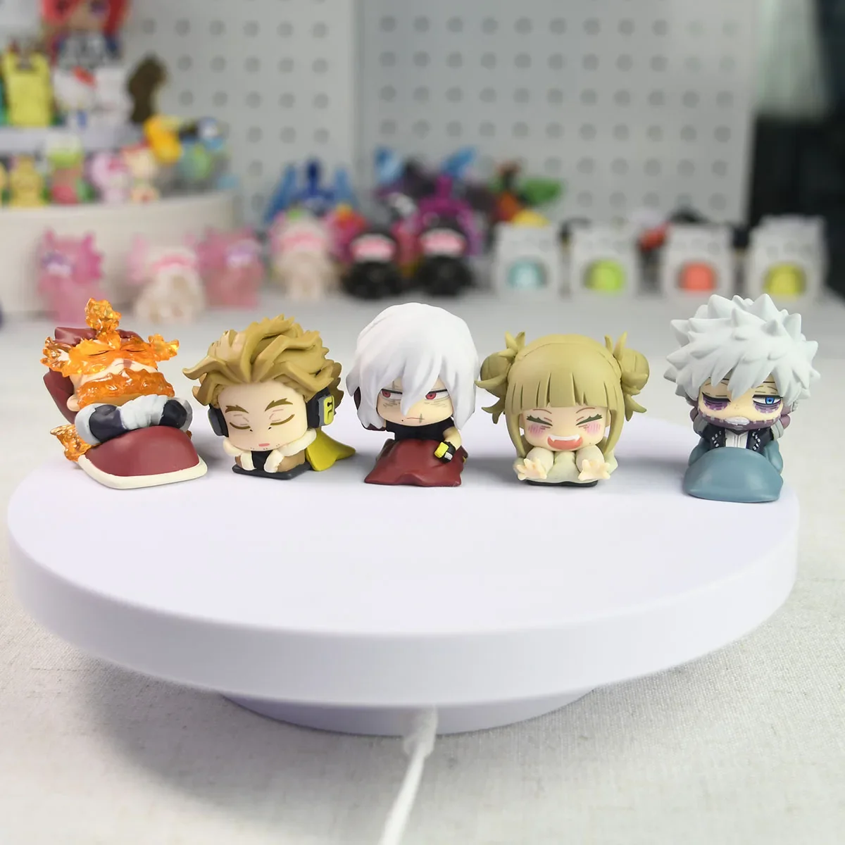 5pcs/set Action Genuine Capsule Anime My Hero Academia Himiko Toga Endeavour Dabi Hawks Shigaraki Tomura Sleep Doll Toys Gifts