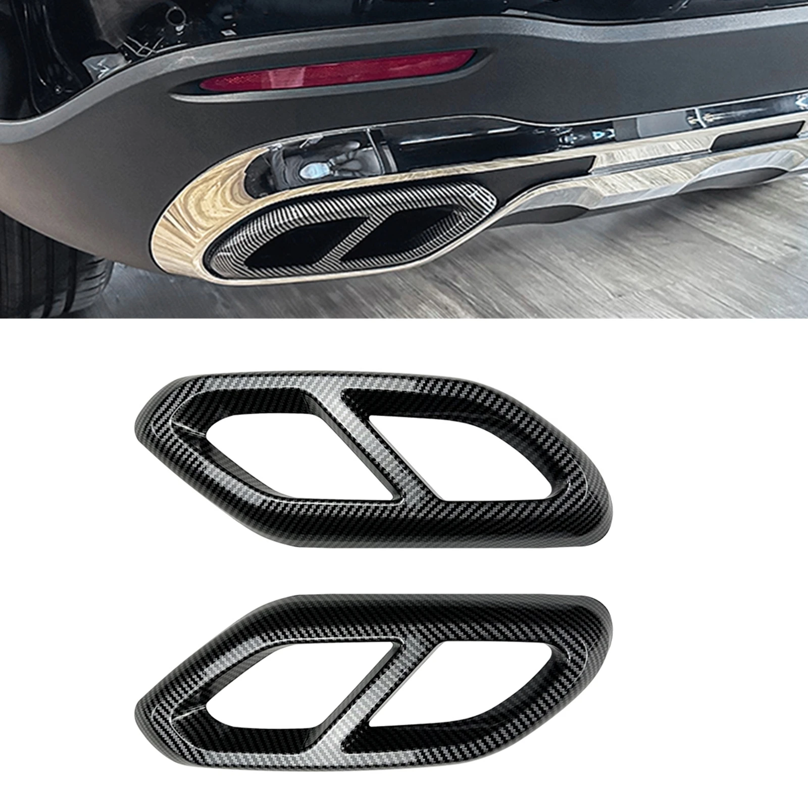 Rear Bumper Exhaust Cover Trim Muffler Quad Tip Air Outlet Vent Frame For Mercedes Benz GLC Class X254 GLC260 GLC300 AMG 2023-UP