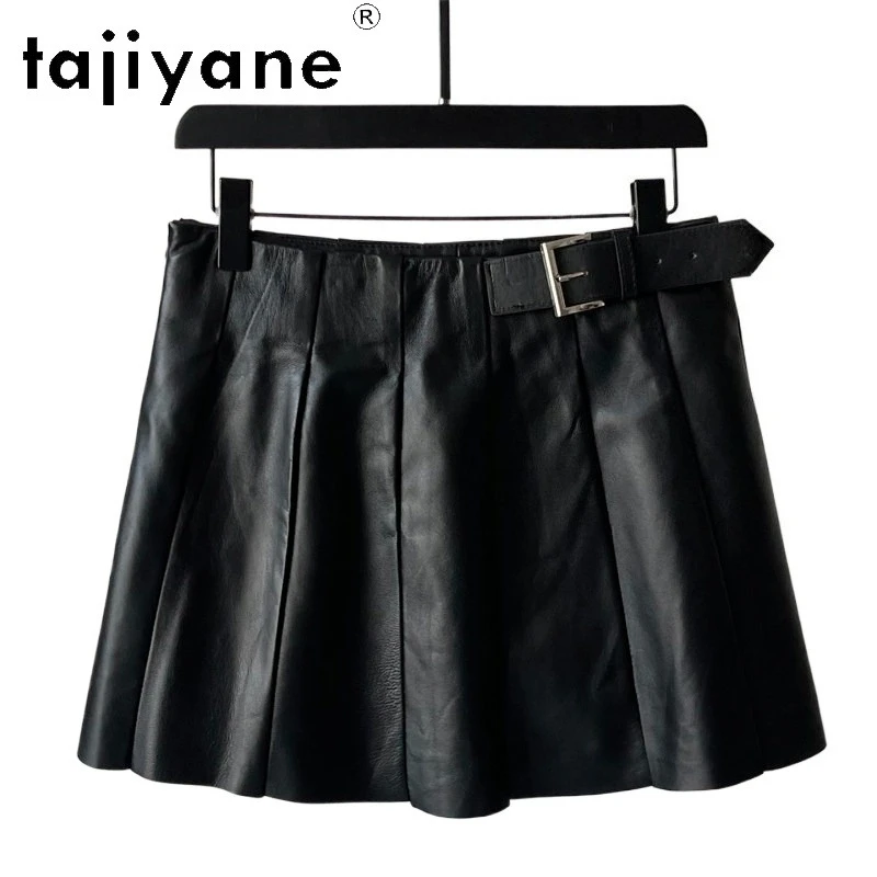 TAJIYANE Short Real Leather Skirt Sheepskin Women's Skirts Black Skirts for Woman A-line Pleated Skirts 2026 Woman Юбка Slim-fit