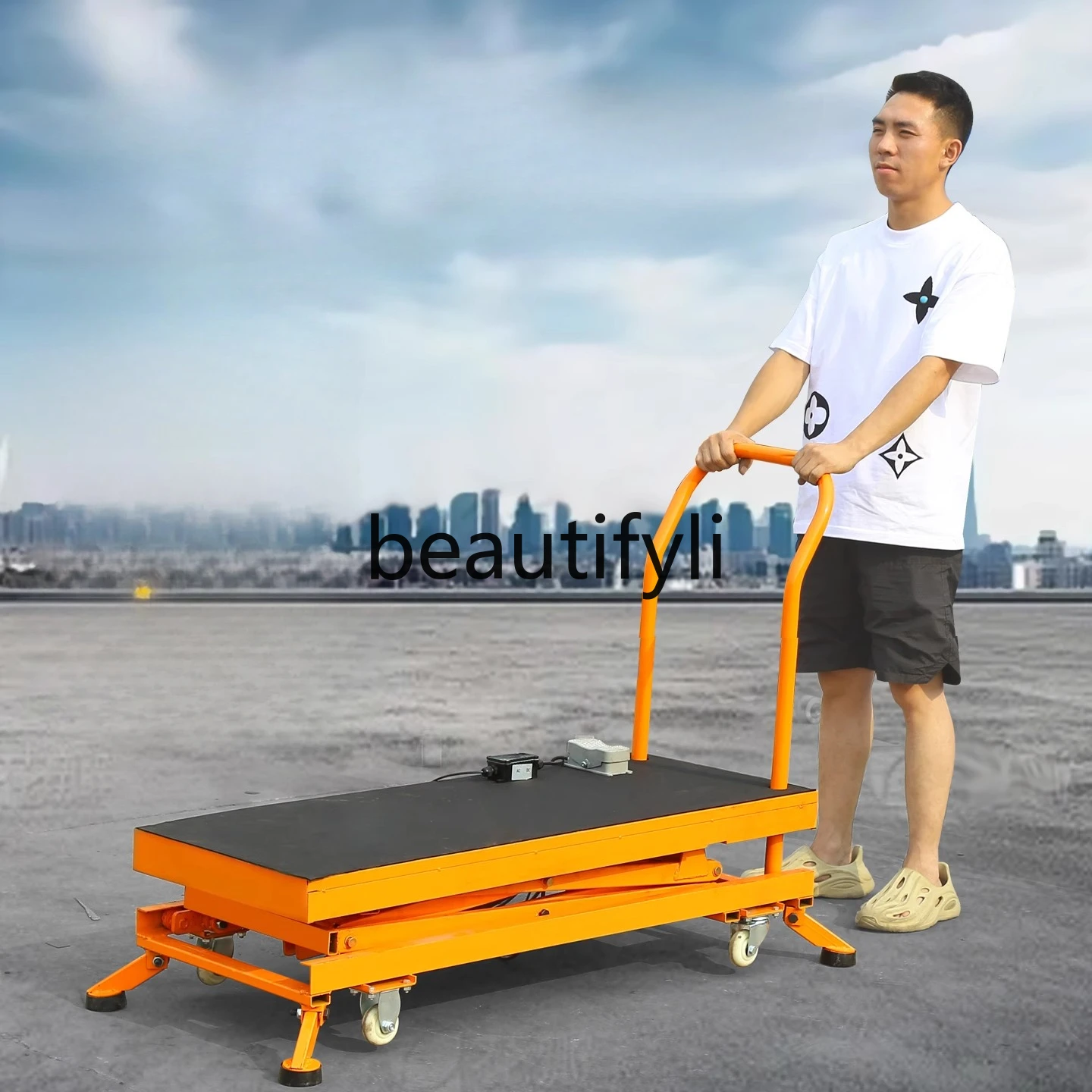 

Electric Hydraulic Lifting Stool, Movable and Foldable Lifting Platform for Indoor Renovation and Tile Laying