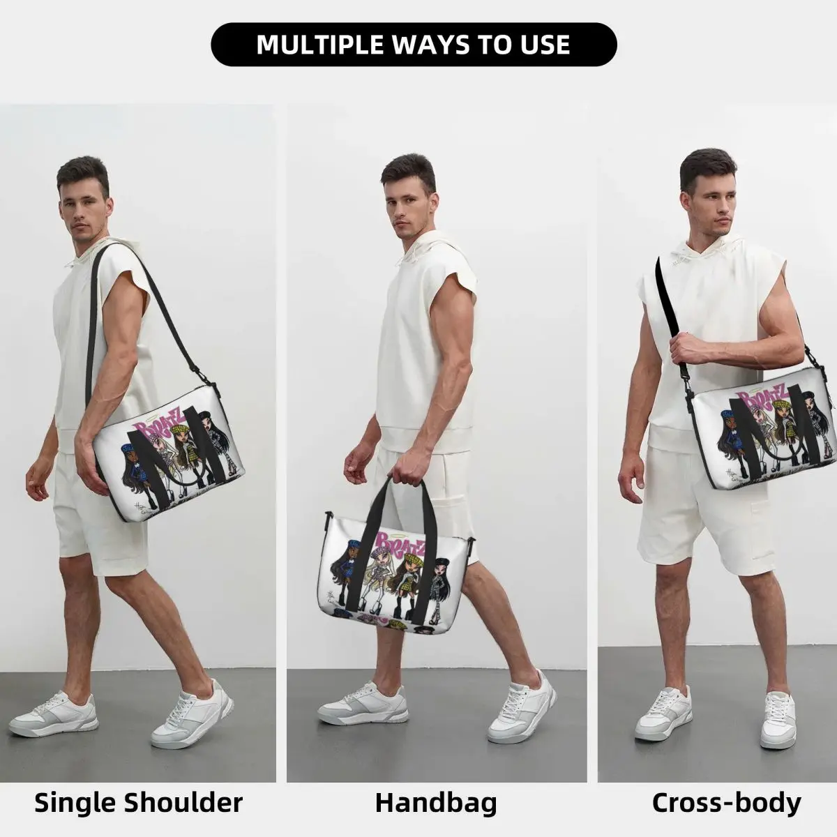 Personalizzato Bratz Rock Angelz Doll (14) Borsa da viaggio da spiaggia Borse tote di grande capacità per palestra Sport Donna Shopping Borsone a tracolla