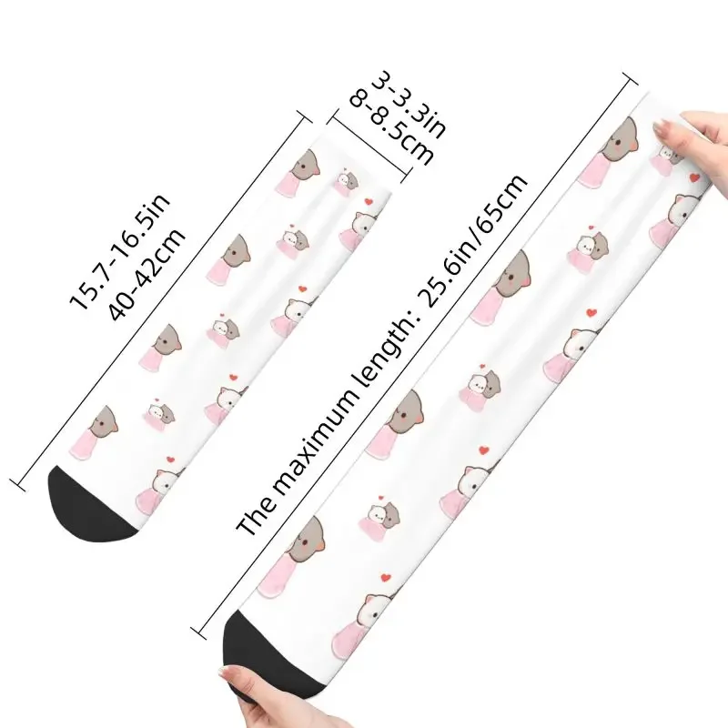 Kaus kaki panjang Motif kucing untuk pria wanita, kaus kaki modis orisinal bersirkulasi motif persik dan Goma Mochi