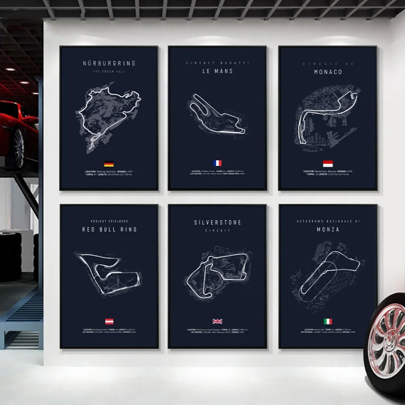 Formula 1 Silverstone Track Circuit Canvas Painting Nurburgring Monza Circuit Wall Art Poster Motorsport Race Home Decor Pictur