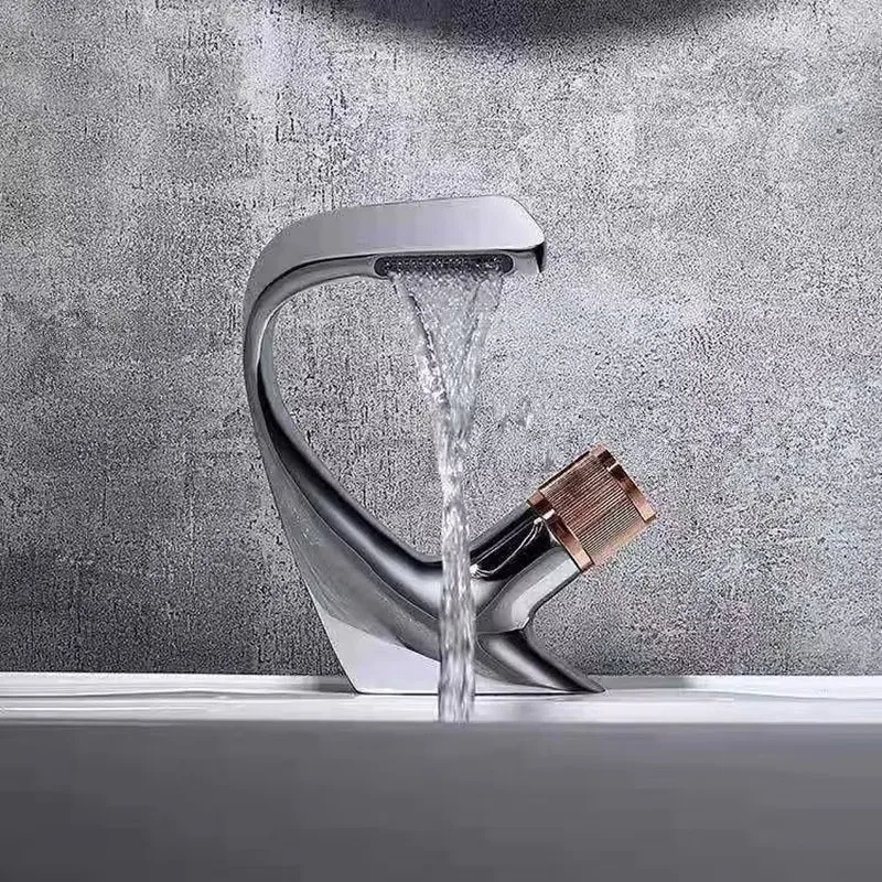 Wash Basin Faucet Solid Brass Waterfall European Style Black Hot Cold Water Hotel Bathroom Under Counter Basin