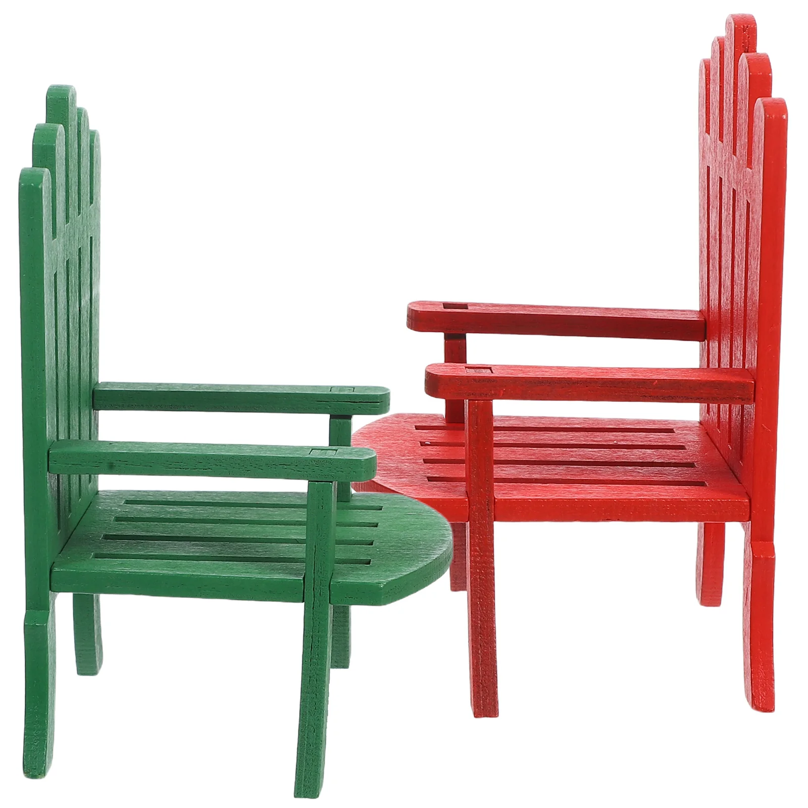

2 Pcs Miniature Wooden Beach Chair Cake Decorations Chairs Dollhouse Kids Pretend Play Toy Ornament Accessories Decorate