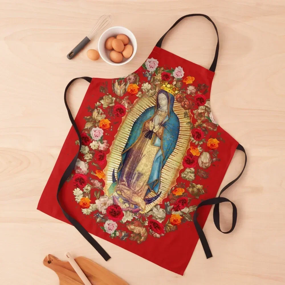 

Our Lady of Guadalupe Mexican Virgin Mary Mexico Catholic Saint Apron For Hairdresser Christmas gift Cooking Apron