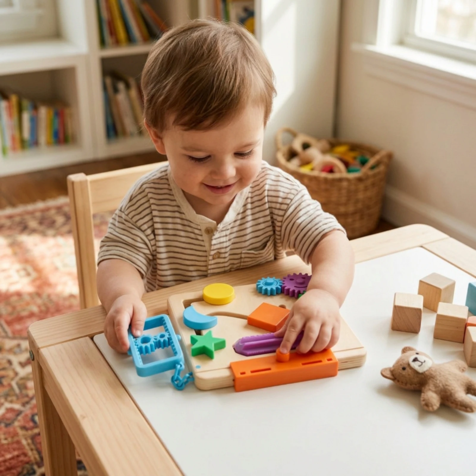 Busy Board Travel Busy Board with Gears Educational Toy Hand-Eye Coordination Child-Safe for Toddlers, Car Ride, Stroller