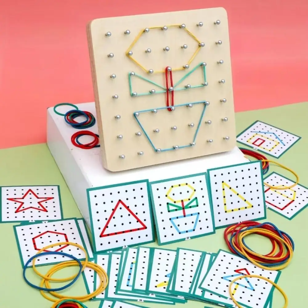 Puzzle géométrique en bois, planche à ongles, graphiques géométriques, jouet Montessori en forme de Cognition, exercice de réflexion