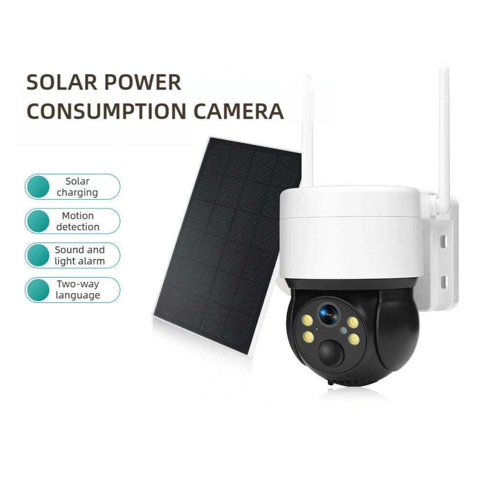 كاميرا مراقبة خارجية تعمل بالطاقة الشمسية، كاميرا مراقبة لاسلكية تعمل بالواي فاي، رؤية ليلية عالية الوضوح