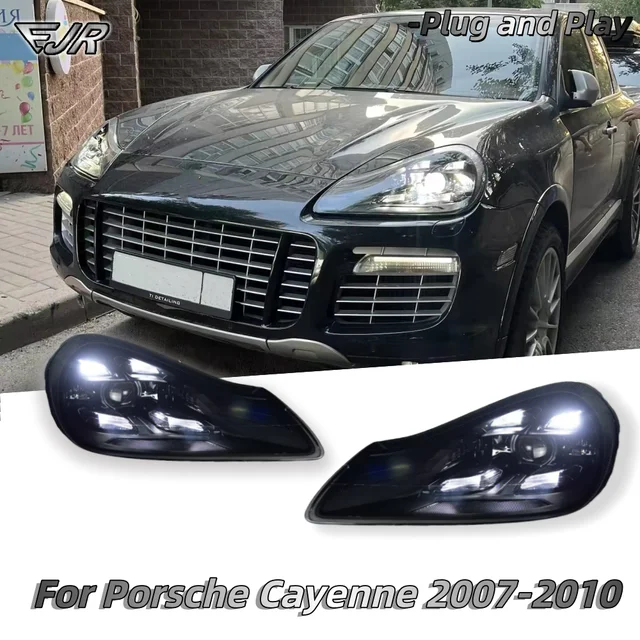 Reflektor do Porsche Cayenne 2007-2010 957, modernizacja na styl Matrix LED z 2021 roku, lampa przednia LED, światła do jazdy dziennej DRL.