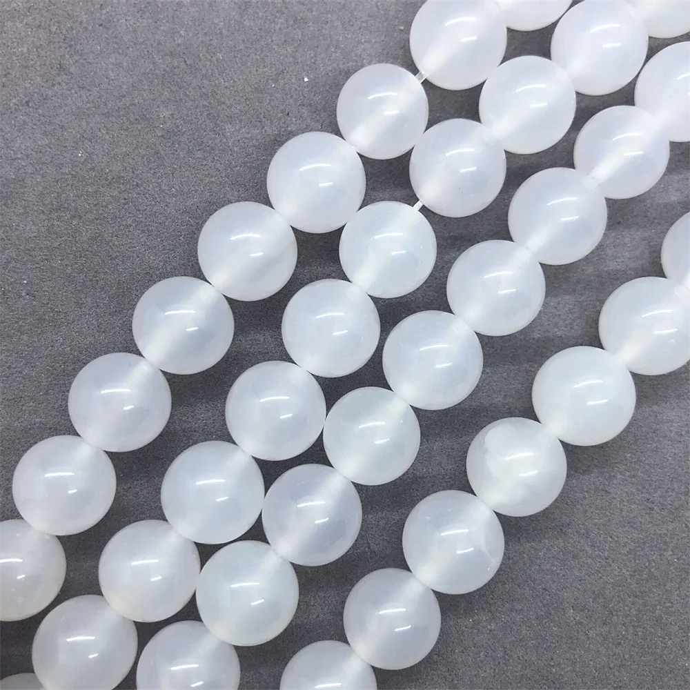 Pierre Naturelle Uto, Agate Blanche AAA, Perles Rondes de 15 Pouces, Brin de 4, 6, 8, 10, 12mm, Taille au Choix, Onyx pour Bijoux, Bricolage, Collier, Bracelet, Vente en Gros