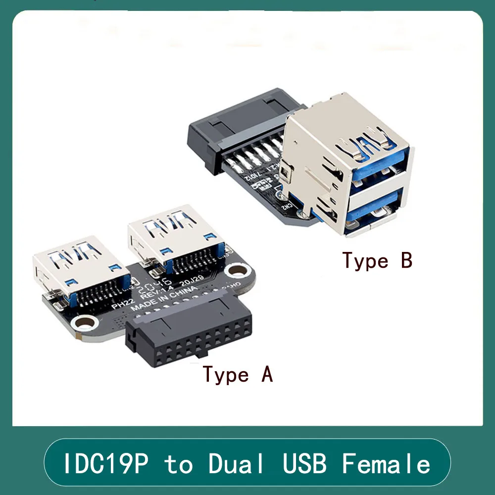 اللوحة الأم لسطح المكتب USB3.0/3.1 إلى مقبس USB-A مقبس أنثى 19P/20P إلى دونجل تشفير داخلي U درع