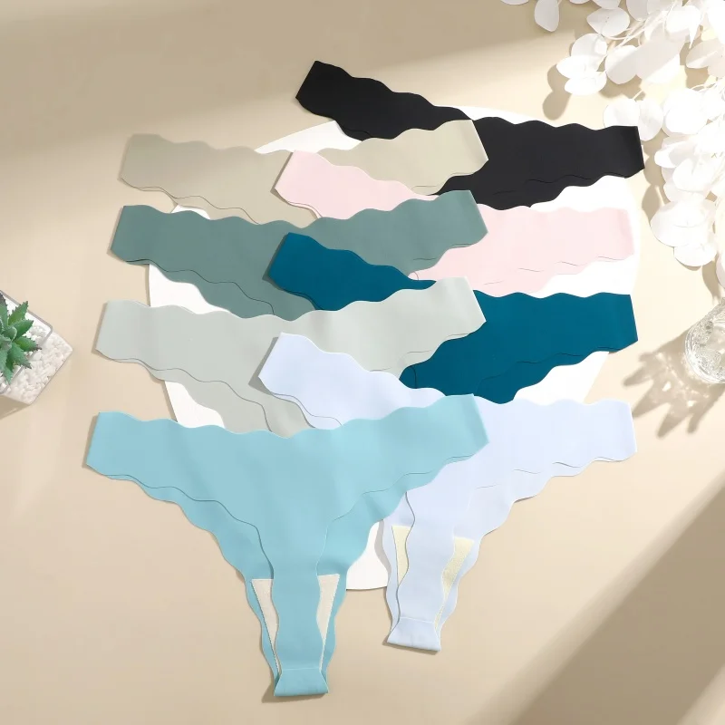 7Pcs Sexy Seamless Ice Silk Panties Women's Ultra-Soft  Women Elasticity Thongs Solid G-String Female Invisible Breathable S-XL