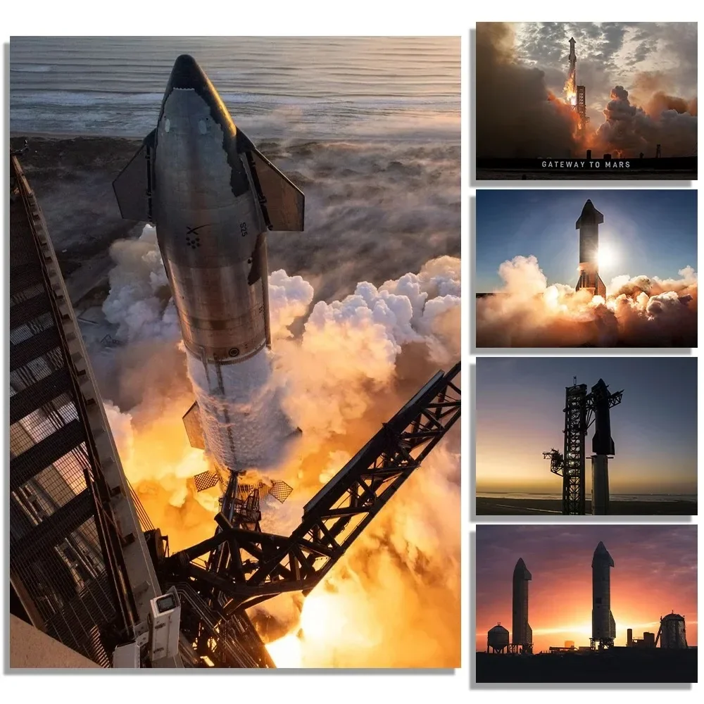 Canvas Poster Aviation Technology Wall Real Photos of Spacex Starship Prints   Art Decor Rocket Art Photos Wall Art Decoratio