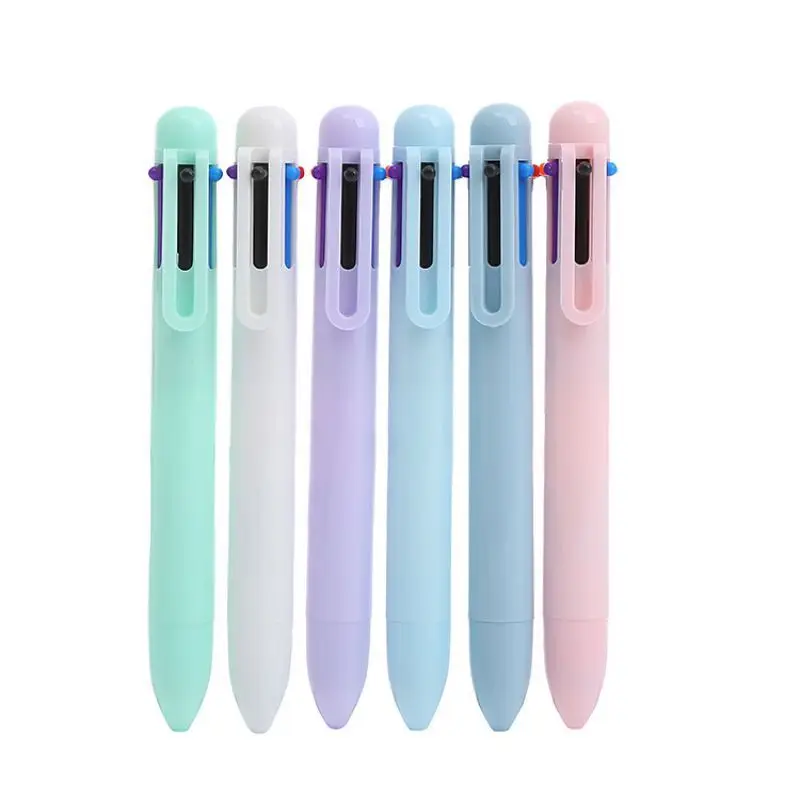 6 Piece Stationery 6 Color Macaron Pens Multicolor Ballpoint Pen Multifunction Creative Kids Pen