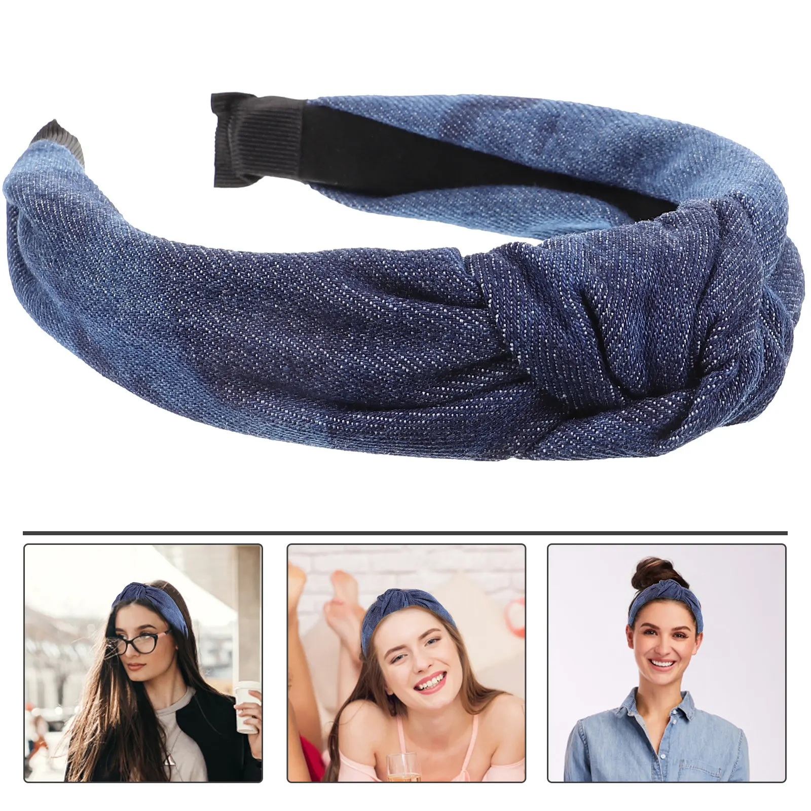 

Women Denim Knotted Headband Stylish Knot Hair Hoop Comfortable Fit for Daily Wear Makeup Use and Special Occasions Denim