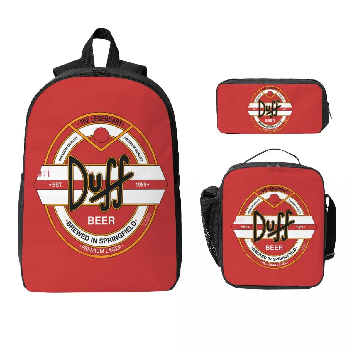 

Duff Beer (8) Backpack Student Boys Girls BookBag School Bag Computer Shoulder Bags 3ps Insulated Lunch Bag Pencil Case
