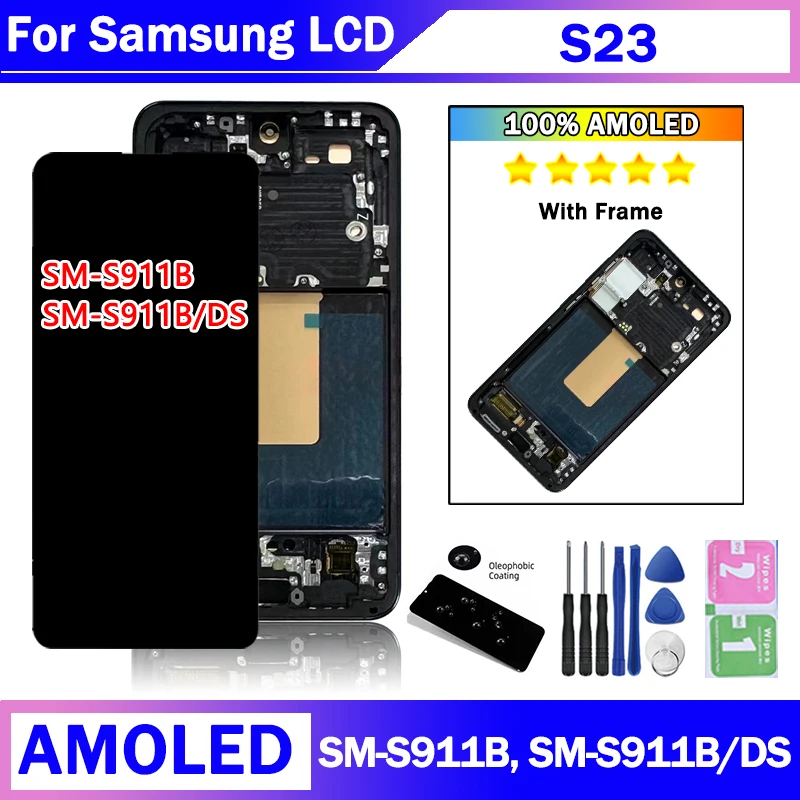 6.1“”Super AMOLED For Samsung S23 LCD S911B S911U S911E S9110 Display Digital Touch Screen with Frame Assembly