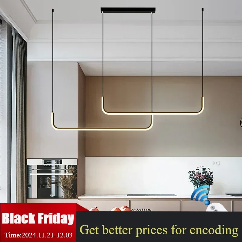 LED Ceiling Chandelier 90/120/150 Table Dining Room Kitchen Minimalist Pendant Home Decor Lighting Lustre Linear Lamp Suspension