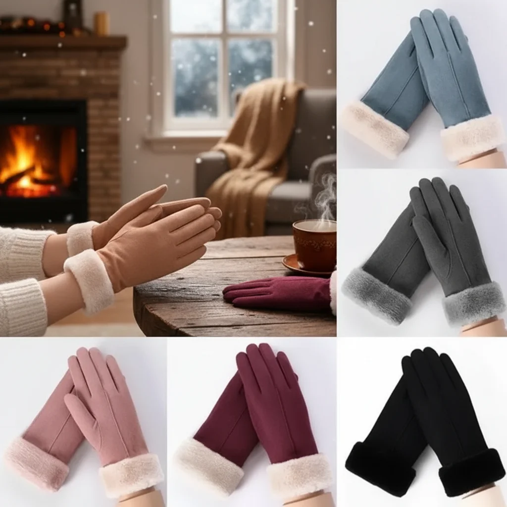 

Winter Warm Touch Screen Gloves Black Full Finger Mittens Driving Windproof for Men and Women