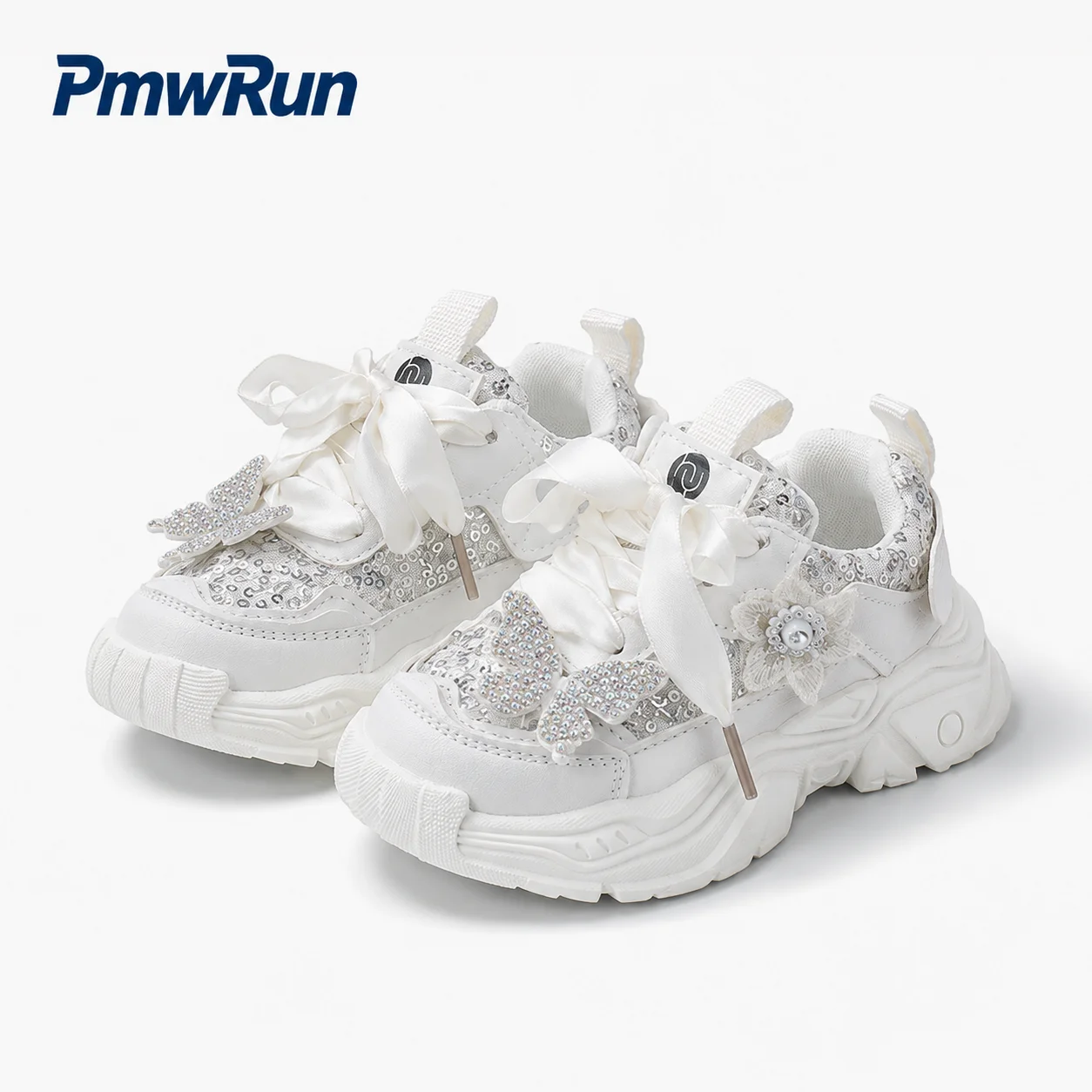 Koreanischer Stil Sportschuhe für Kinder, Pailletten-Schleife, Prinzessinnen-Sneaker für Mädchen, rutschfeste Herbst-Laufschuhe für Mädchen.