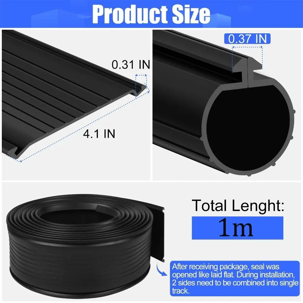 U-Shape Garage Door Bottom Seal Wear Resistance 1m Single Slot Garage Doors Rubber Non-deforming Weather Stripping