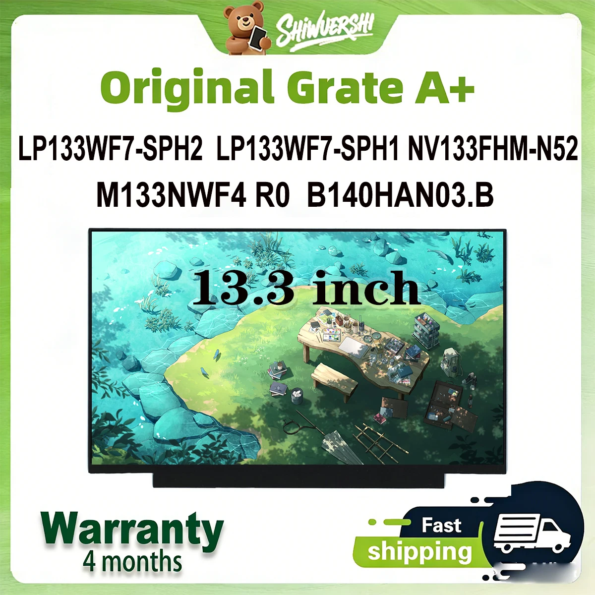 

Оригинальный новый тонкий ЖК-экран для ноутбука A + 13,3 дюйма LP133WF7 SPH2 LP133WF7 SPH1 NV133FHM N52 M133NWF4 R0 B140HAN03.B 60 Гц