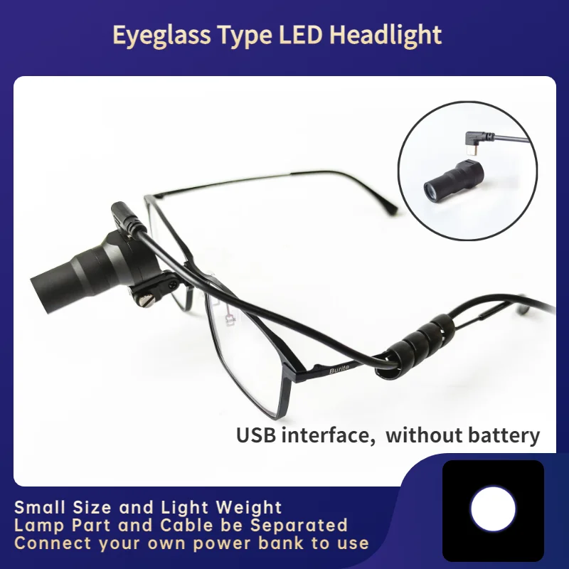 eyeglass tipo medico led farol lampada parte e cabo interface usb separada sem bateria yt d01 burite40000lux 01