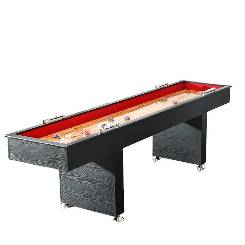 China Manufacturer Black Classic 9FT Solid Wood Shuffleboard Game Table For Sales