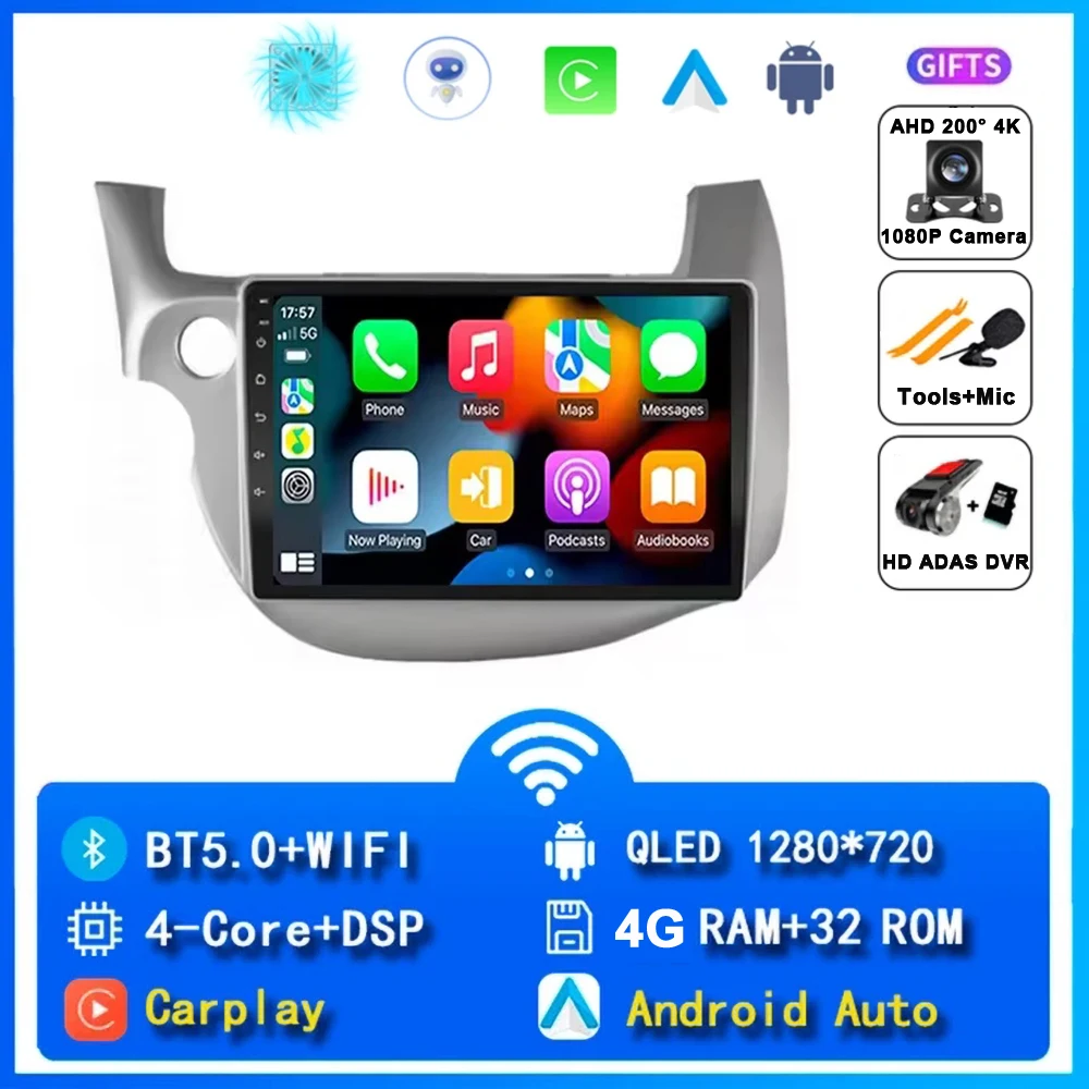 10 "Autoradio Radio Voor Honda Fit Jazz 2007 - 2014 2din Android 15 Carplay Multimidia Video Player Navigatie GPS Head Unit