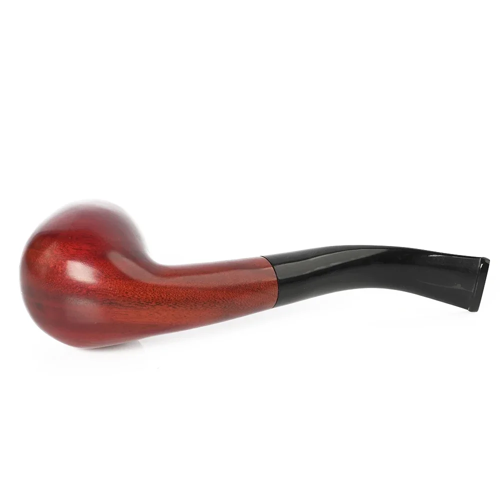 Red Sandalwood Tobacco Pipe Set ,9MM Filter Solid Wood Dry Pipe Smoking Craft Classic Curved Handle Pipe With Cleaning Kit Gift