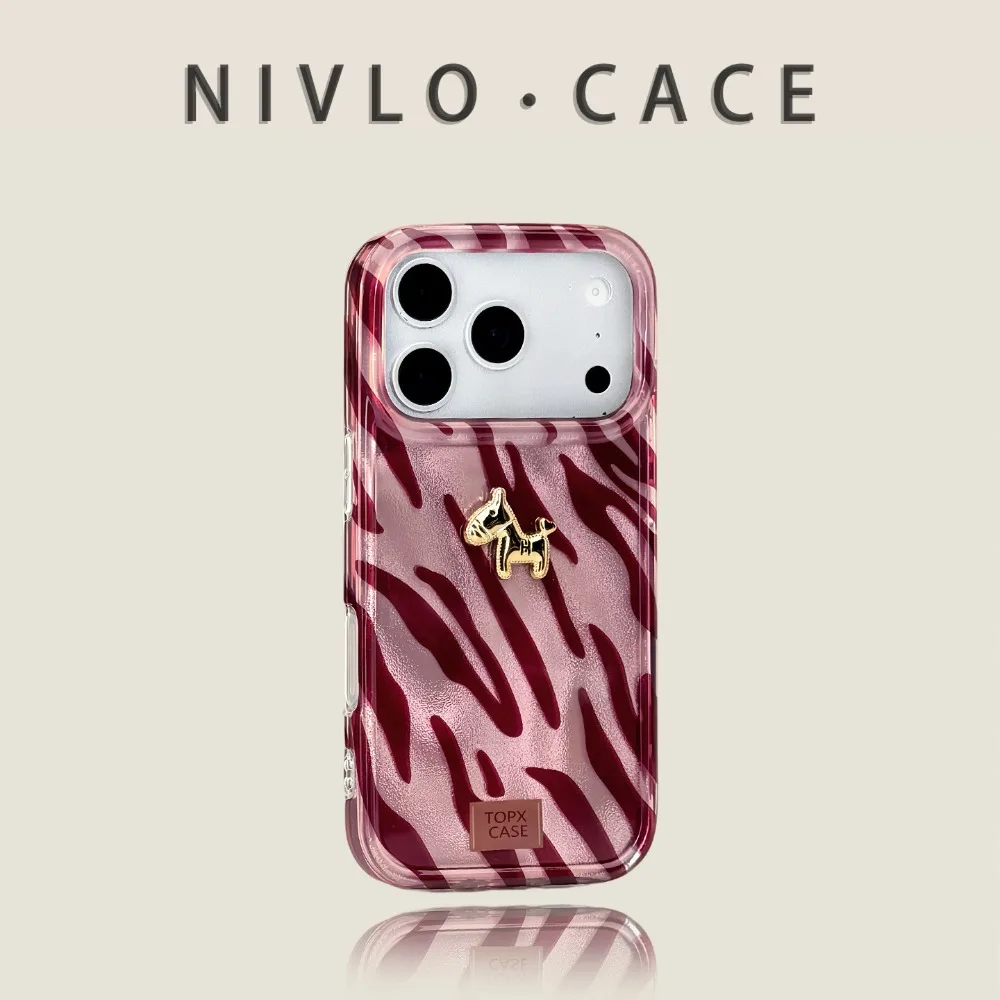 Etui do iPhone 18 Pro Max, kolor różowy, wzór w zebry, wykonane z włókna przypominającego pióra, odporne na wstrząsy, wysokiej jakości, zapewnia ochronę, kompatybilne z modelami iPhone 17, 16, 15, 14.