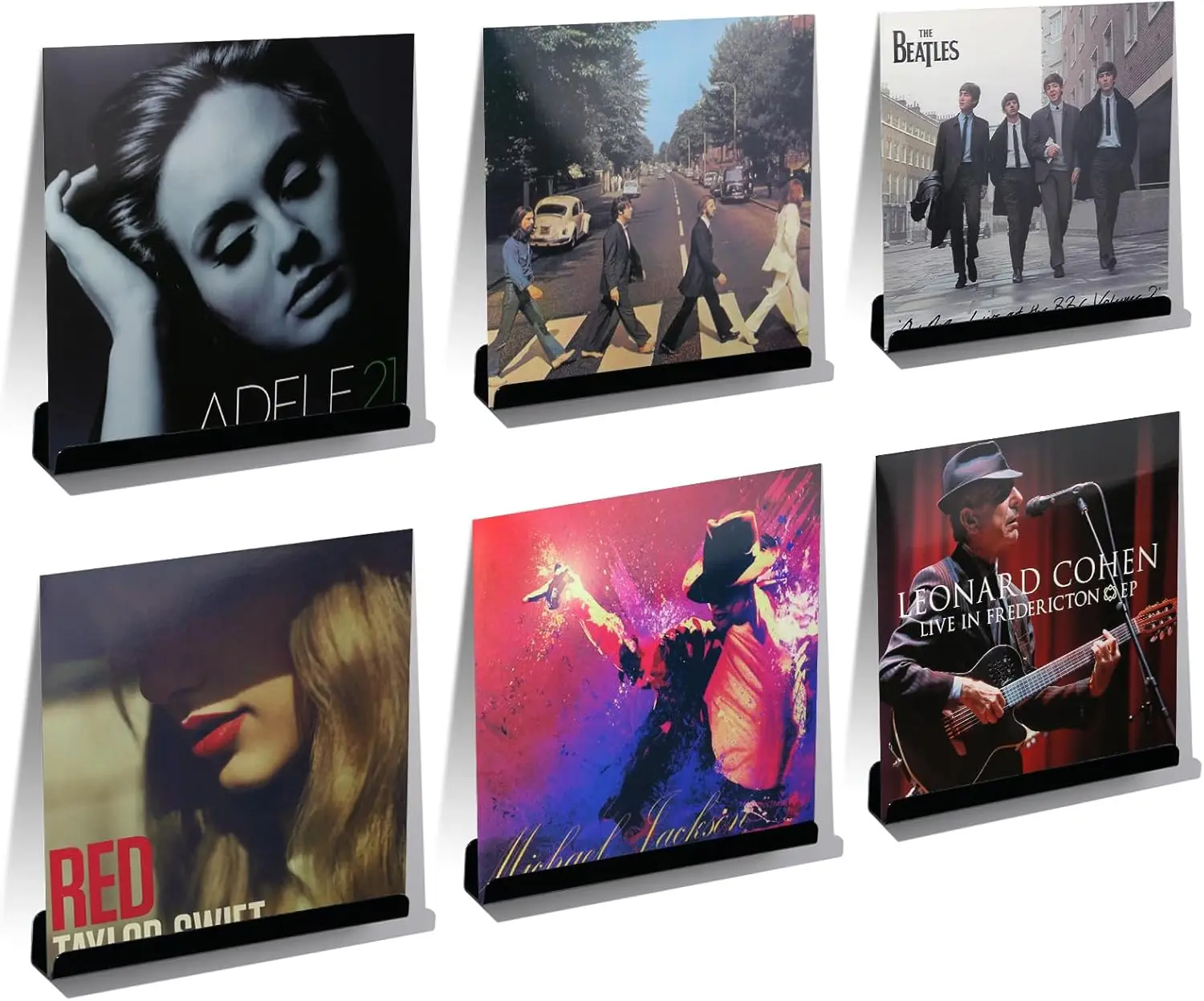 

Vinyl Record Shelf Wall Mount, 6 Pack Black Acrylic Album Holder Display, Floating Shelves for Living Room, Bedroom, Office