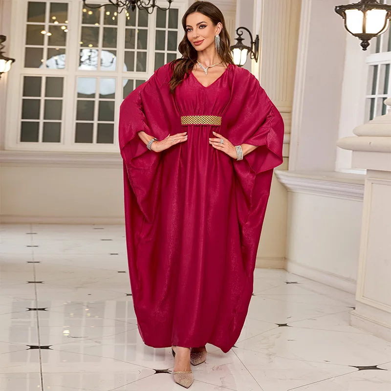 Women's Plus Size Moroccan Print V-Neck Batwing Kaftan Loose Fit Beach Dress Bathing Suit Cover Up