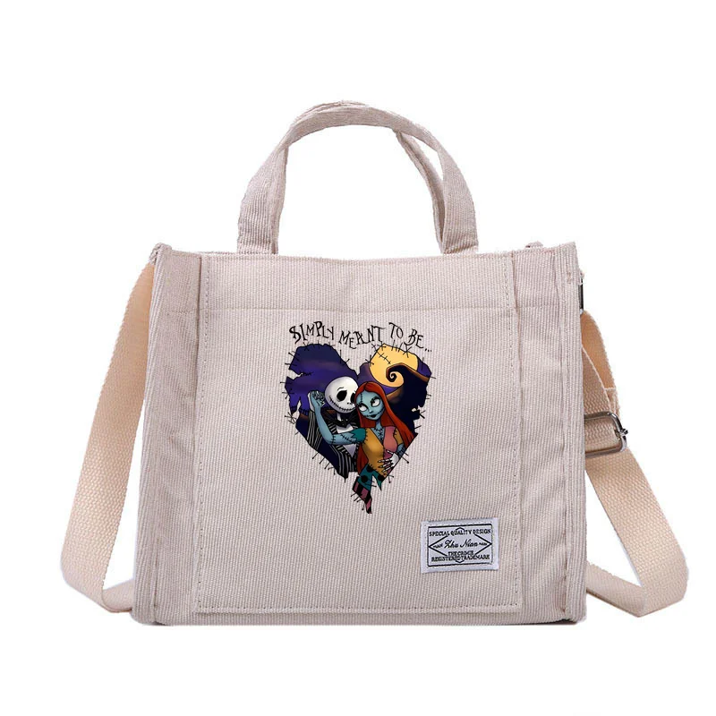 The Nightmare Before Christmas Disney Corduroy Bag for Women Shopper Handbags Messenger Girl Shoulder Bag Female Small Hand Bag