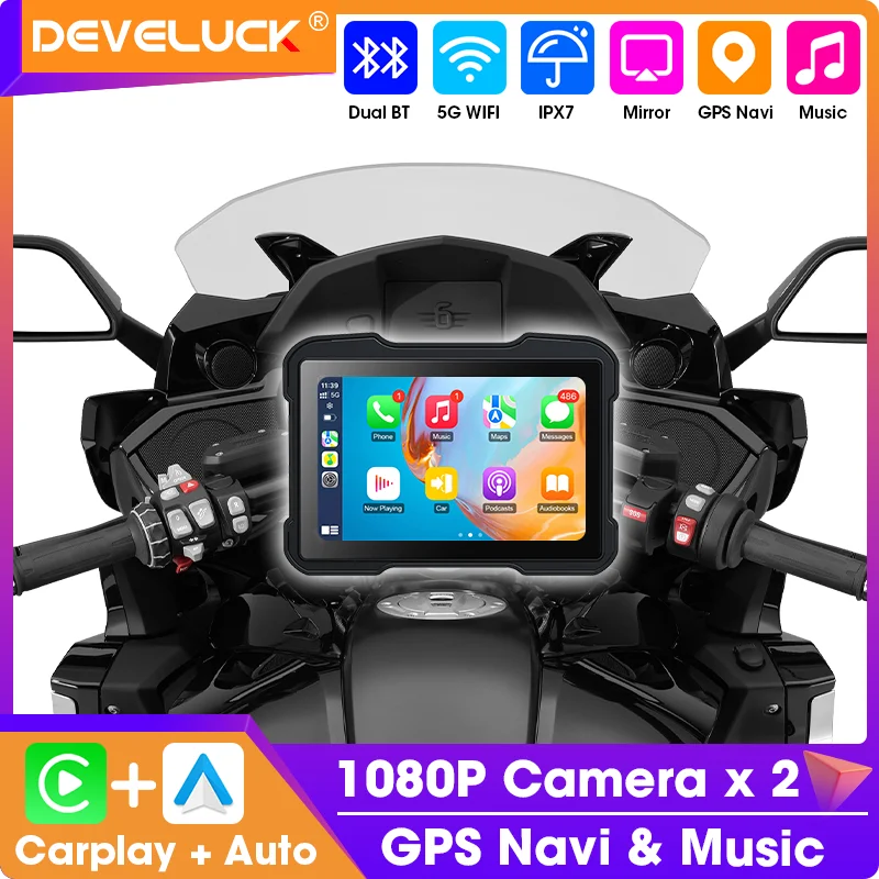 

Двойной 1080P мотоциклетный видеорегистратор IPX7 водонепроницаемый Moto Carplay Android Auto GPS-навигационная камера Wi-Fi видеорегистратор черный ящик