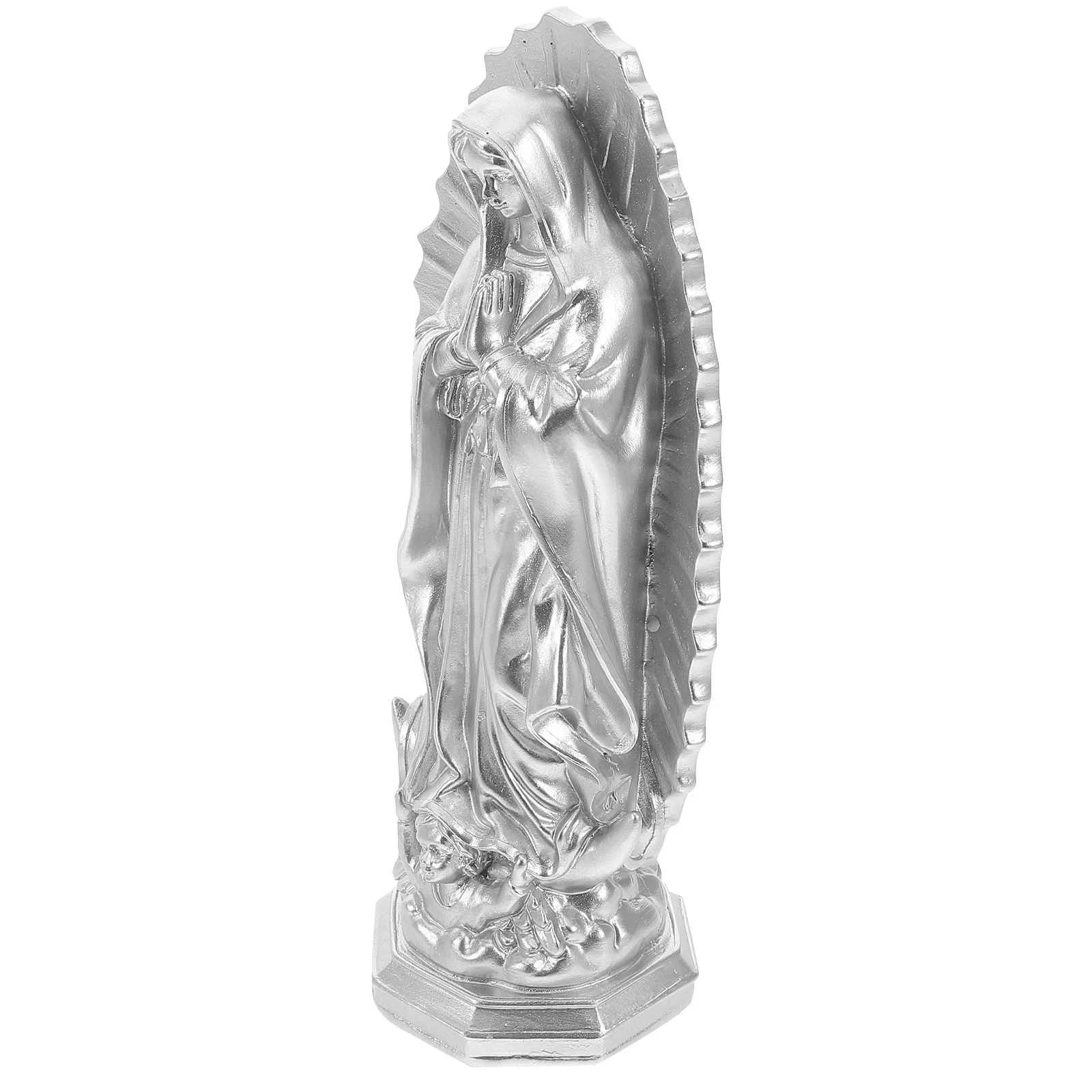 

Resin Blessed Mother Statue Exquisite Craftsmanship Serene Devotion Quality Versatile Placement Home