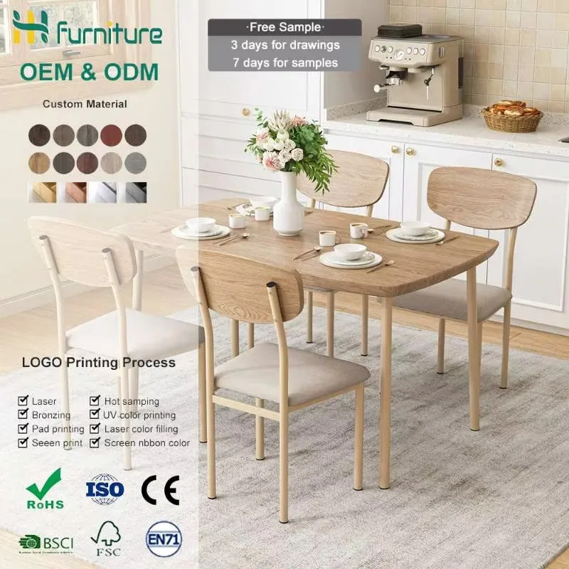 Log wind dining table and chair combination set Home restaurant Comfortable soft bag chair Multifunctional