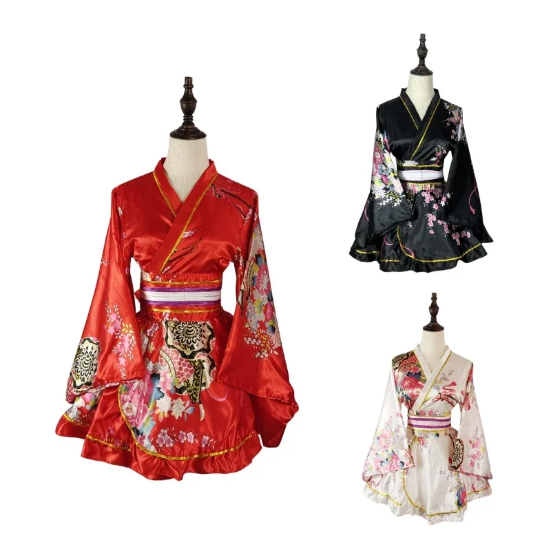 

Kimono Traditional Japanese Costume Dress for Women Sakura Yukata Haori Japanese Kawaii Girls Anime Cosplay Stage Show Costumes