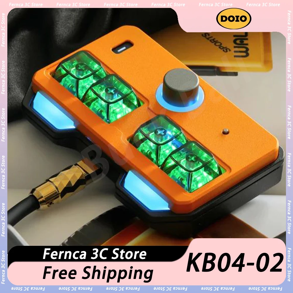 

DOIO KB04-02 Mini Mechanical Keyboard Multifunctional Knob Aluminium Alloy OLED Screen Support VIA QMK Keyboard RGB Hot Swap