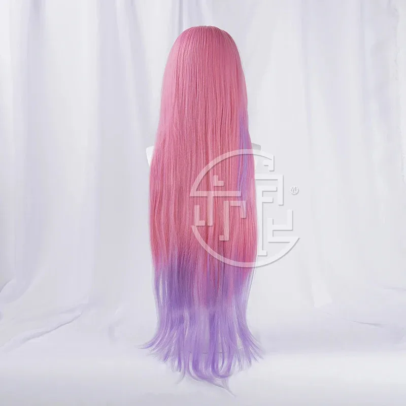 Wig Cosplay Seraphine Crystal Rose KDA Game LOL 2025, Wig Wanita Bergelombang Longgar Warna Pink Campuran Ungu, Rambut Sintetis Tahan Panas