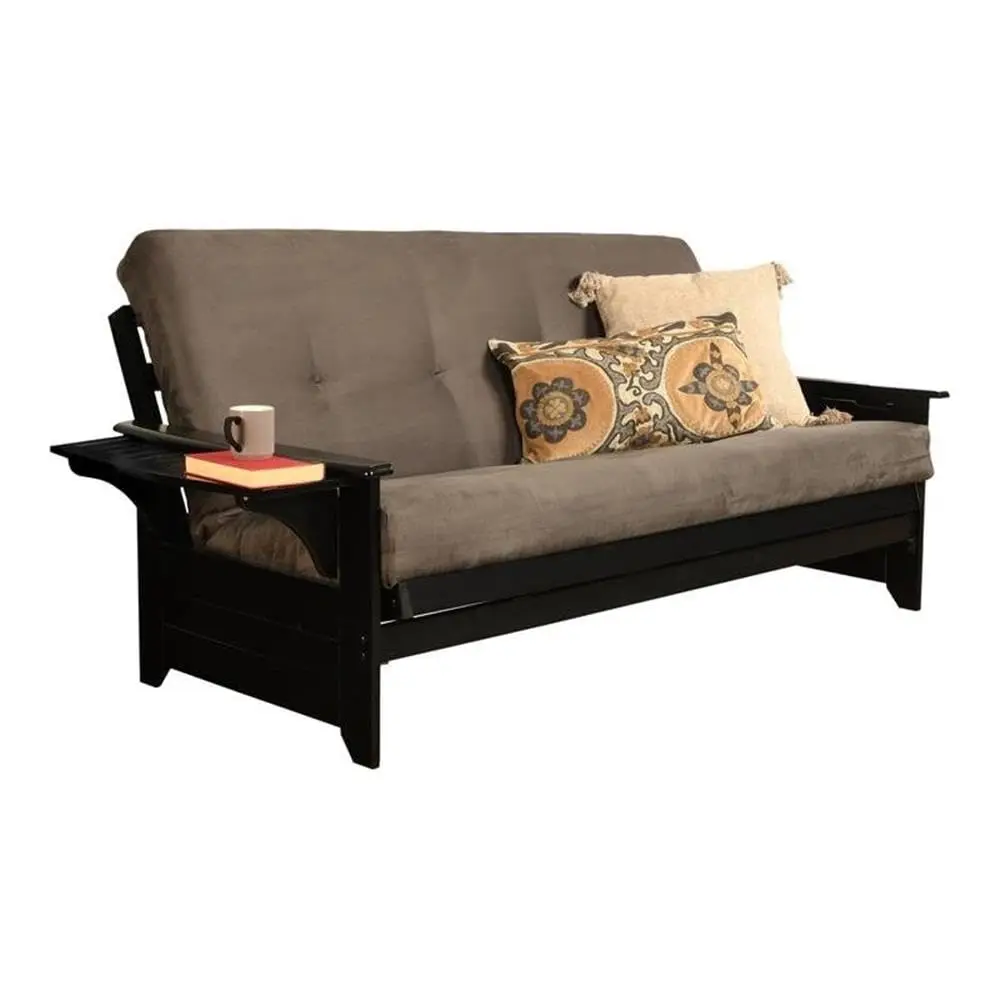 Traditional Full-Size Futon Mattress, Gray Suede Polyester, 276 Coil Hinged Innerspring with High Density Foam,, Customized
