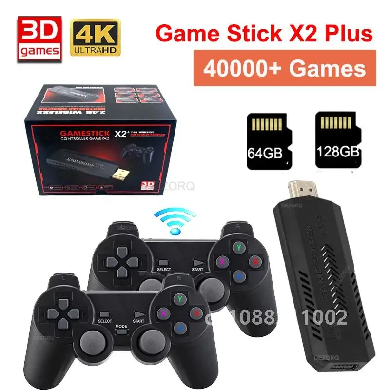 Game Stick X2 Plus Video Game Console 4K 40000 Games GD10 Plus Double Wireless Controller Gamestick Retro Games Consola