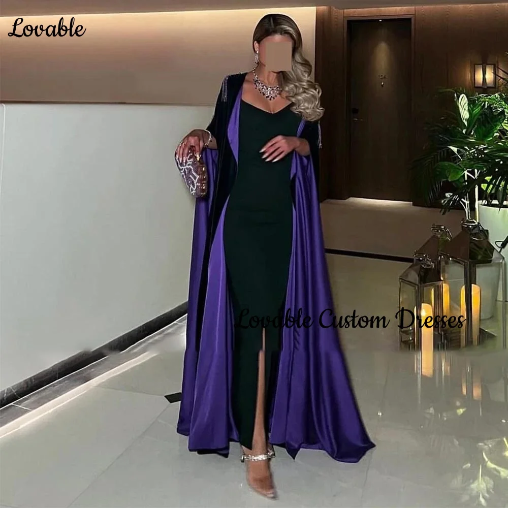 Customized فساتين سهرة Column Scoop Neckline Floor-Length Beadings Luxury Evening Dresses Zipper Up Long Sleeves Dresses