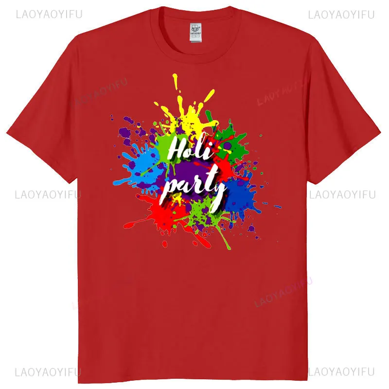 Happy Holi Hindu Family Matching Woman Printed T-shirt Traditional Festival Hindu Spring Cotton Short Sleeve Fashion T Srhit