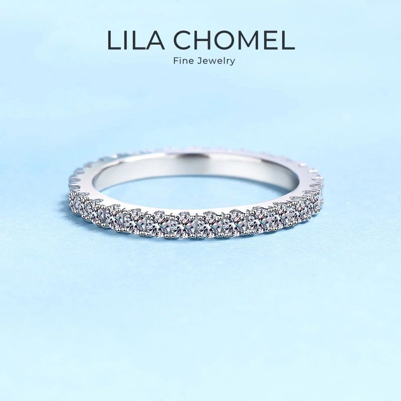 

Lover Valentine's Day 18K White Gold Girl Birthday Gift 0.9CT Moissanite Diamond Women Wedding Band PT950 Platinum Mother's Day