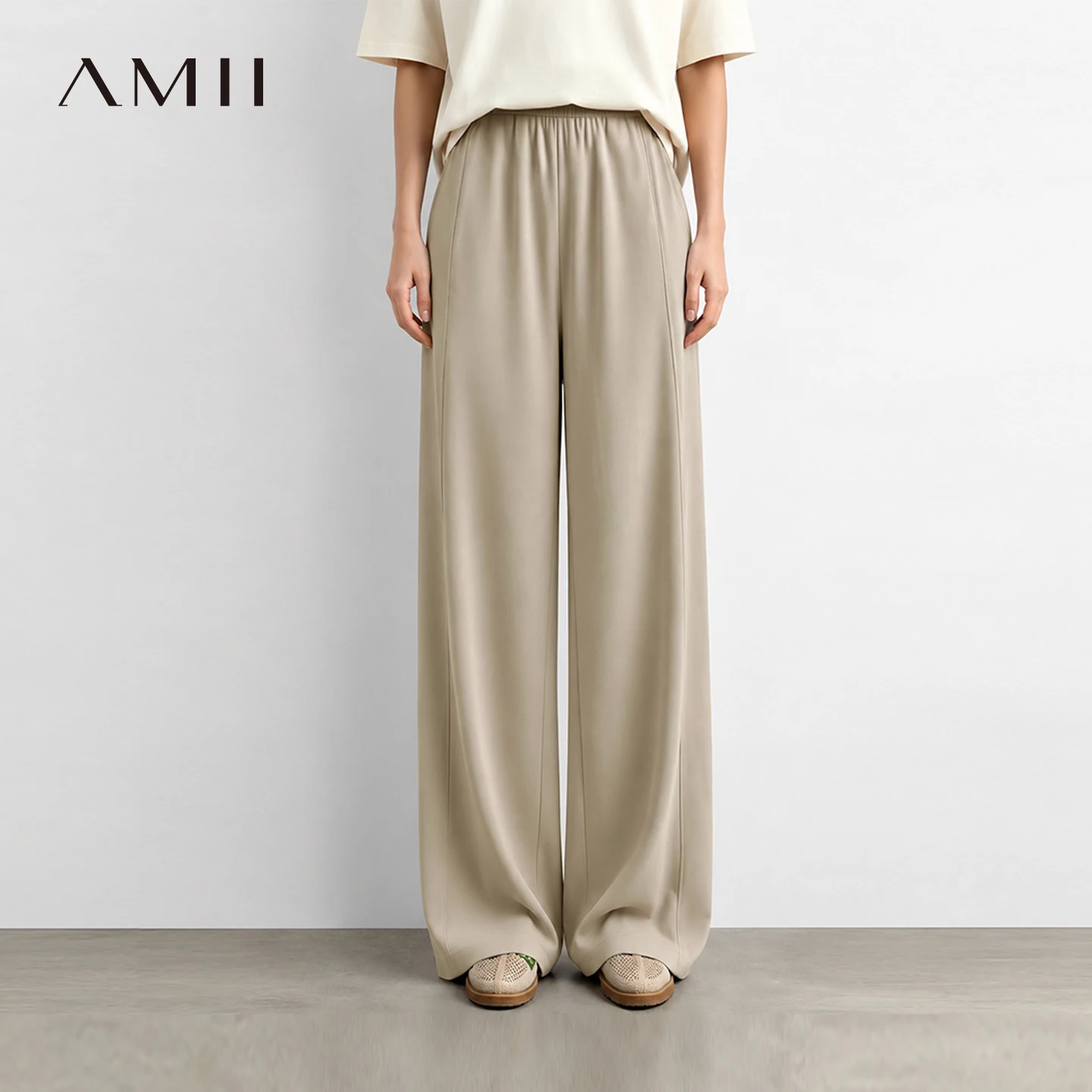 Amii Women's Wide Leg Pants Loose Fit Casual Commuter Minimalist Versatile Trousers 2026 Autumn Pants for Women 12624005